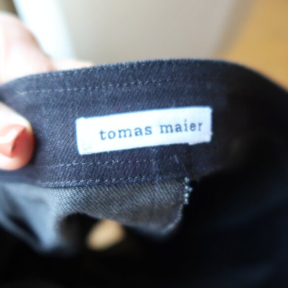 Tomas Maier black denim asymmetrical zipper mini skirt size 2 Italy 100% cotton - Picture 13 of 16